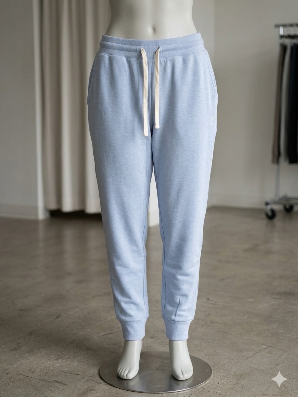 NWT Jockey Unisex Light Blue Organic Cotton Blend Fleece Lounge Joggers - XL